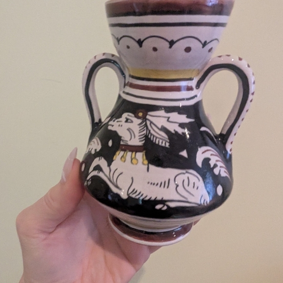 Handcrafted Black and White Ceramic Vase - Picture 8 of 9